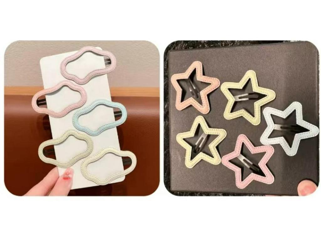 Polka Dot Leopard Print Leather Star Hair Clip - Cloud Cutout BB Clip for Side Bangs