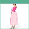 Elegant Pink Princess Dress For Adult Halloween Costume Party Long Skirt Attire
