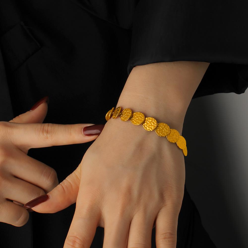 MeiShi Duo 18K Titanium Steel Ancient Coin Bracelet - Elegant INS Style Gift for Women