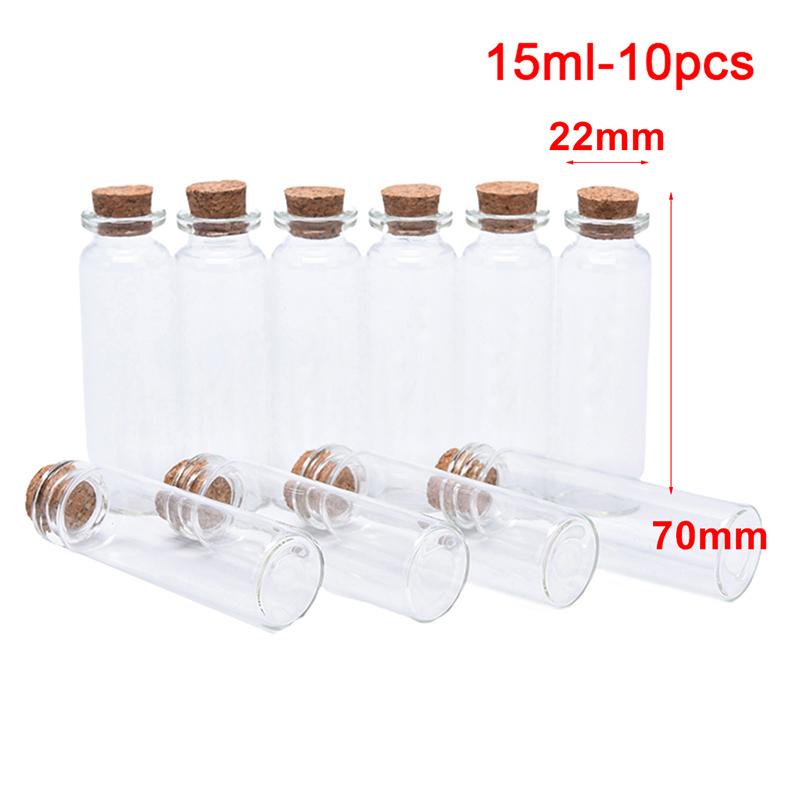 10 Stück Mini Klare Glasflaschen mit Kork Gewürz Nachrichtenfläschchen Leere Wunschflasche DIY Treibende Leere Winzige Gläser Party Dekorationen