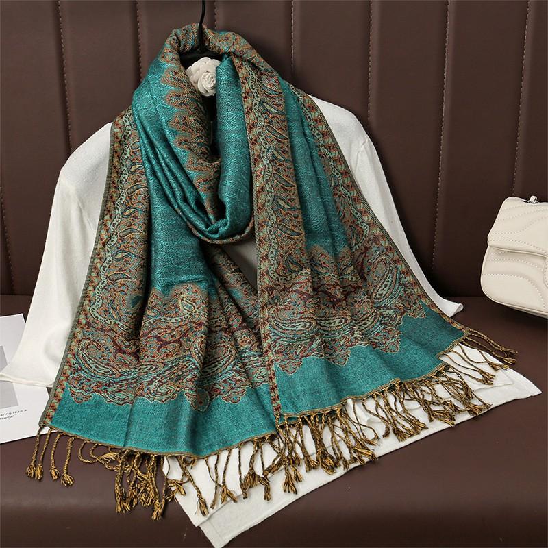 Luxury Cashmere-Feel Wrap Scarf Women Winter Warmth Elegant Jacquard Print Shawl Lightweight Stylish Accessory