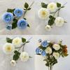 Long Branch Fu Character Fourhead Camellia Artificial Flower For Wedding Hall And Home Decoration