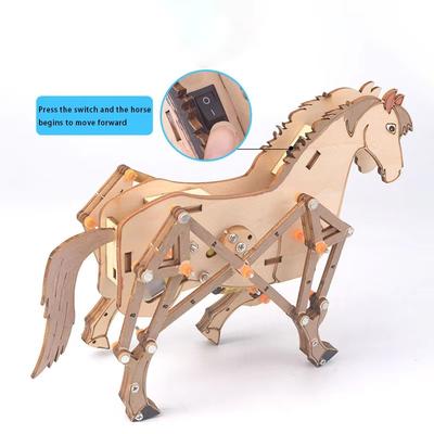 DIY Mechanical Horse Assembly Kit - Children's STEM Physics Puzzle Toy Small Production Animal Model for Scientific Experiment