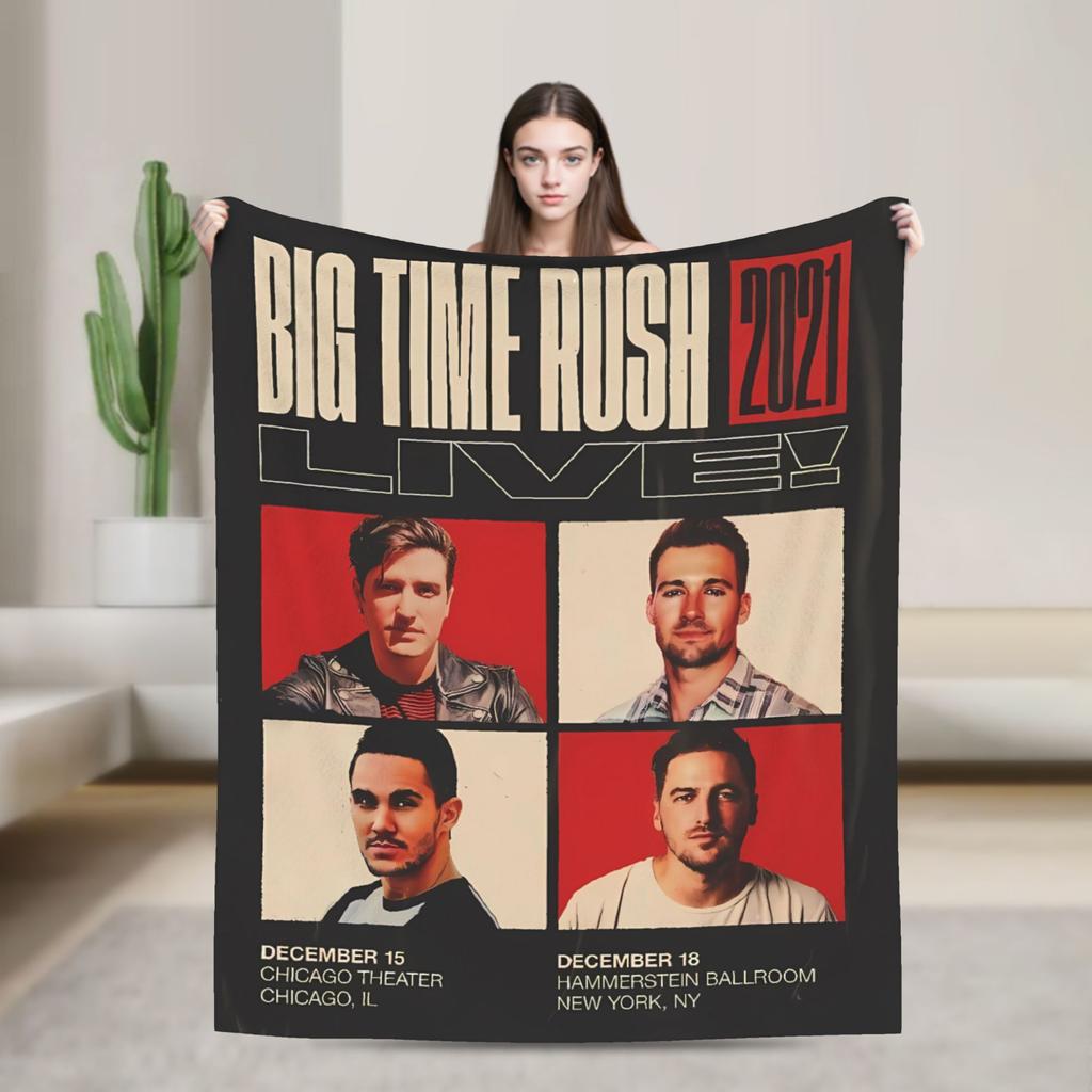 Big Time Rush Band Flannel Blanket Winter Super Soft Throw Blanket for Girls Boys Outdoor Funny Bedspread Sofa Bed Cover