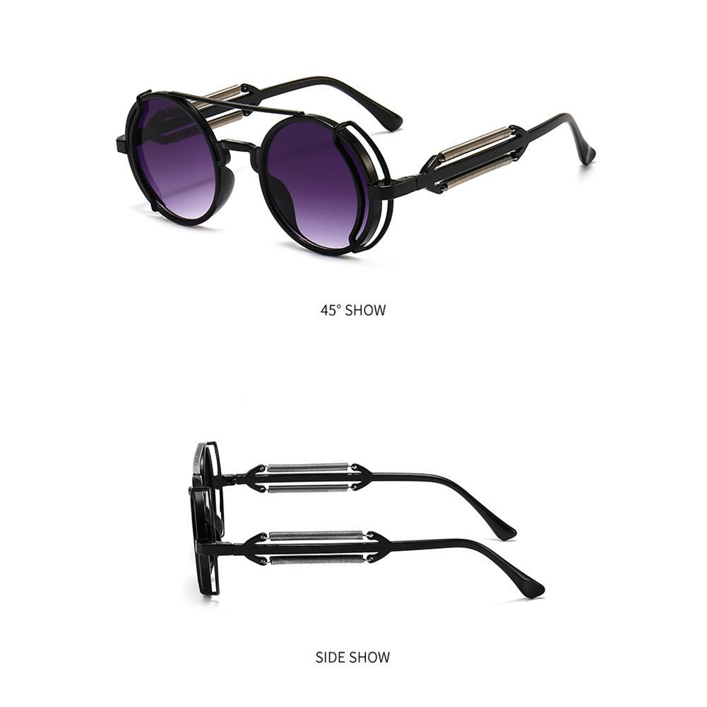Round Frame Punk Sunglasses Retro Avant-garde Trend European/American And Hollow Men Colorful S B4W8