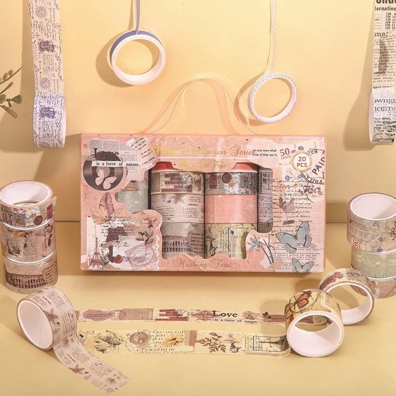 

20 Rolls of Decorative Stickers for Notebooks Retro Magazine Series