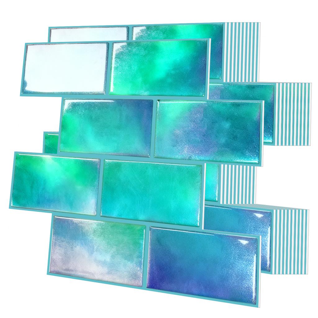 10Pcs Modern Minimalist Mosaic Stick on Backsplash for Kitchen," Peel and Stick Self Adhesive Wall Tiles Back Splashes for Bathroom Brown Marble Look