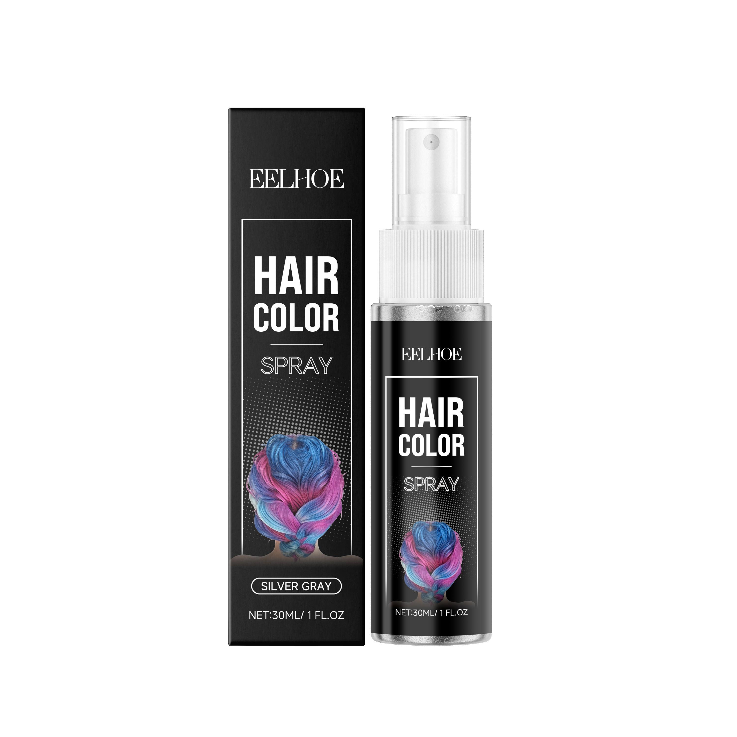 

EELHOE Colored Hair Spray Temporary Colors Carnival Purple Blue Hair Dye Hair Styling Multi Color One-Time Use Hair Color Spray срібло сірий колір