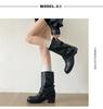 Retro thin black thick heel Martin boots women's 2025 new summer high-end enhanced western cowboy boots