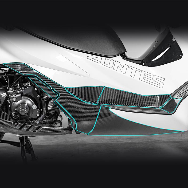 For Motor Bike ZONTES 350E Motorcycle Carbon Fiber Stickers Fairing Kits Pasted On Bike Plastic Area Accessories Refit Decals