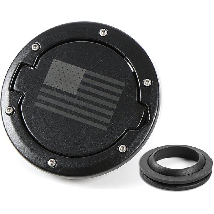 RT-TCZ Fuel Filler Door Gas Tank Cap Cover Accessories For 2007-2017 Jeep Wrangler JK & Unlimited Sport Rubicon Sahara (US Flag)