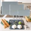 SW 1PC Wave Groove Drain Silicone Pad Multi Functional Draining Mat Kitchen Tableware Anti Slip Drying Mat Heat Insulation Pad
