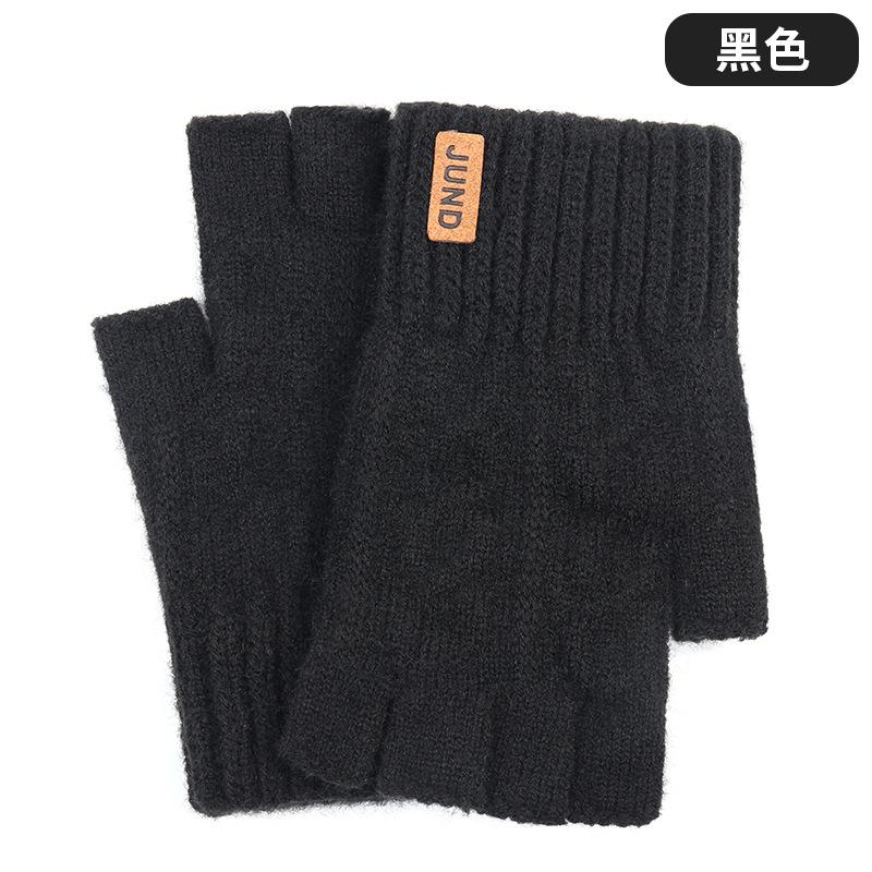 Autumn and Winter Knitting, Leaking Finger Gloves, Students' Cold Protection, Thickened Warm Wool, Writing and Driving, Half-finger Gloves