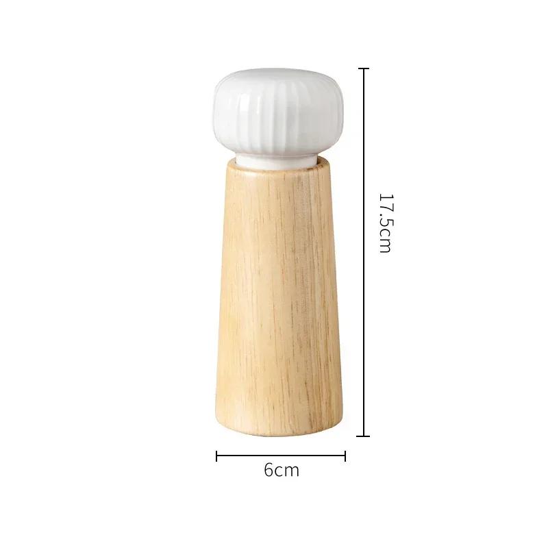 Spice Mill Salt and Pepper Grinder Refillable Shaker Manual Herbs Grinder Adjustable Ceramic Core Wooden Bottle Kitchen Tools