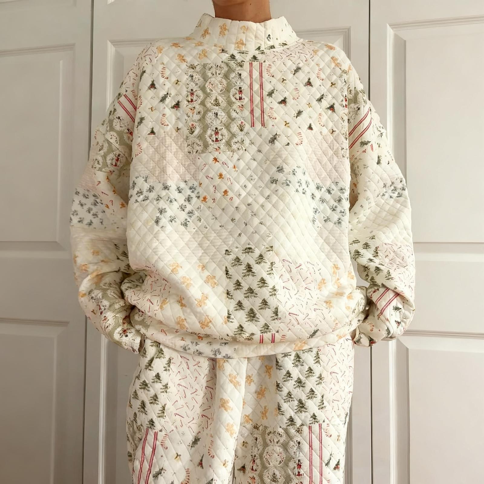 

Женский модный пуловер с длинными рукавами и принтом, с эластичной талией и повседневные спортивные брюки, комплект из двух предметов L бежевый