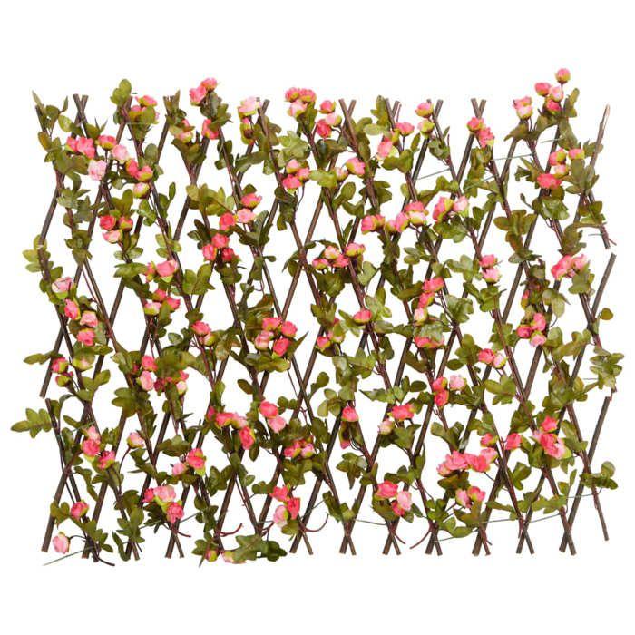 Treillis de lierre artificiel - vidaXL - Rose foncé - 180x60 cm - Extensible - PVC et Bois