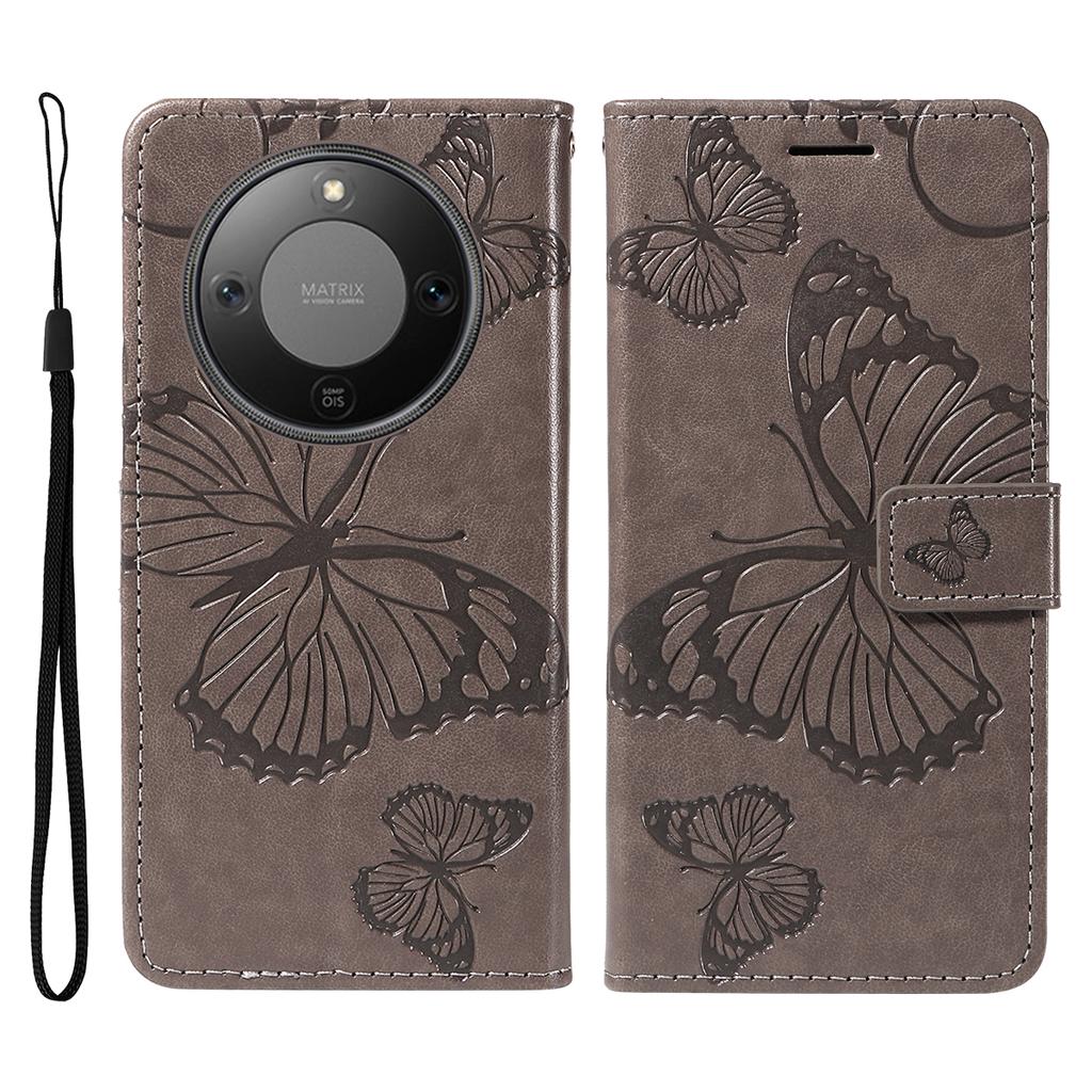 For Honor Magic8 Lite 5G/X9d 5G/X70 5G Wallet Case Floral Butterfly Imprinted Leather Phone Cover Stand -  Green