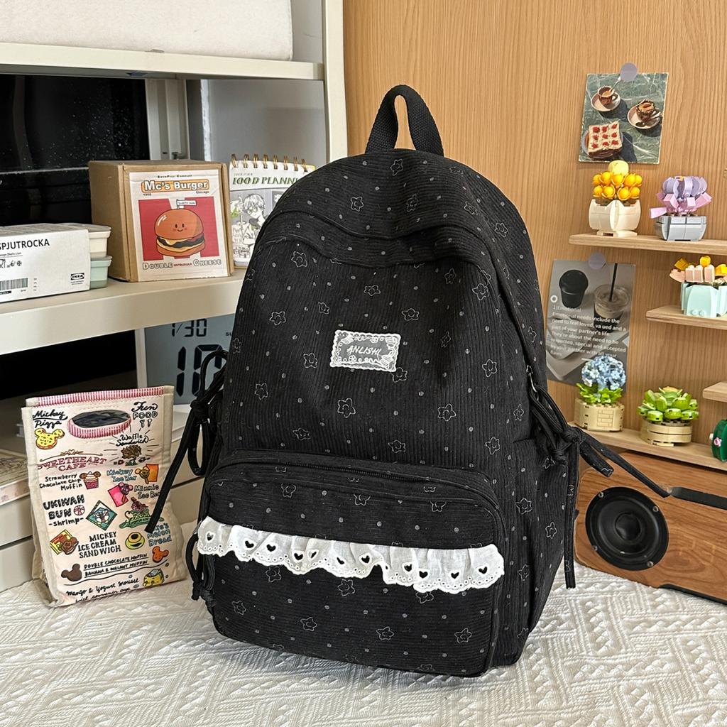 Schoolbag college style small fresh girl travel small backpack Korean ins lace high value student schoolbag backpack