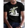 Alligator Riding A Print Tee Shirt, Tees For Men, Casual Short Sleeve T-shirt For Summer