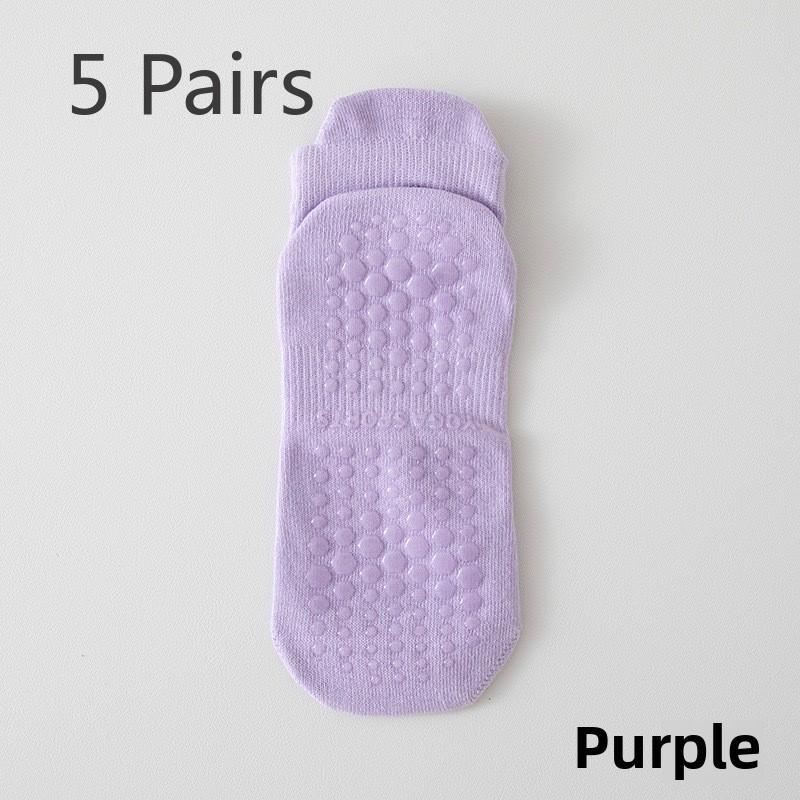 5 Pairs of Girls Spring and Summer Yoga Silicone Anti Slip Silent Mesh Short Socks