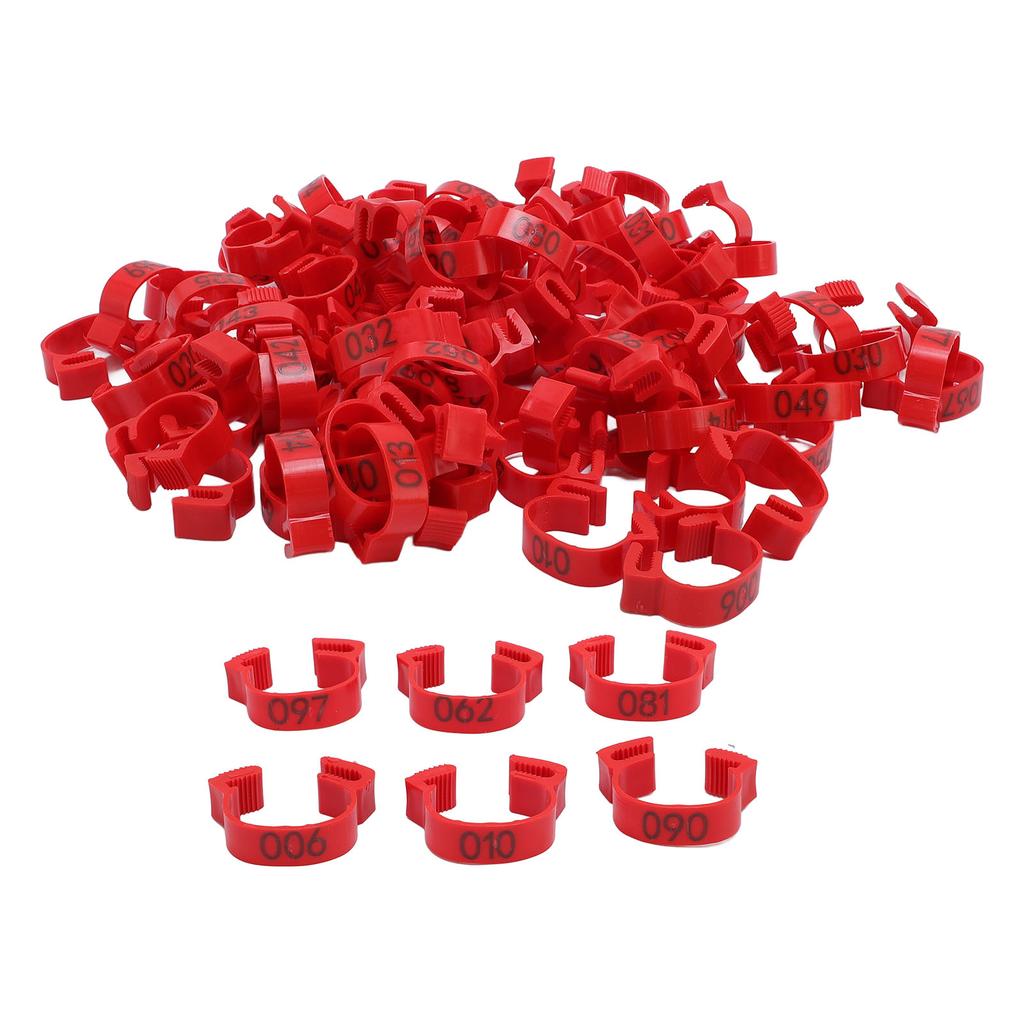 100PCS Chicken Leg Bands 20mm 001 To 100 Numbered Poultry Identification Leg Tags for Chicks Ducks Pigeons Goose Quail