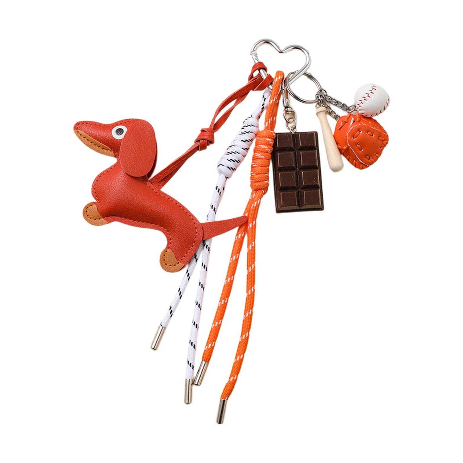 

Модный ретро-брелок в виде собаки-колбаски, модный прочный аксессуар из искусственной кожи для коллекционеров и законодателей моды оранжевый