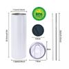 20oz Sublimation Skinny Tumblers Straight Blanks Stainless Steel Coffee Mugs With Lid and Plastic Straw Sippy Cups Reusable Ya741
