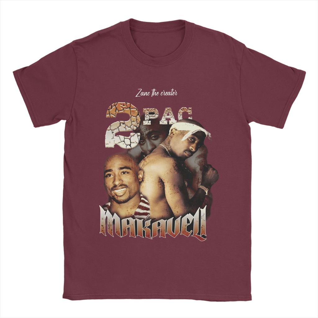 Retro Tupac  2pac Hip Hop T-Shirt Men's Cotton Short Sleeve Rapper Crewneck Summer Top Tee