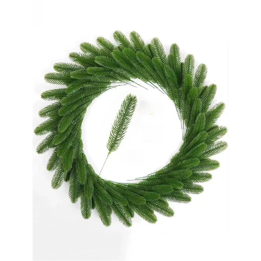 50pcs Realistic Green Artificial Pine Branches Wreath For DIY Home Christmas Decor Artificial Pine Needles And Branches Plastic