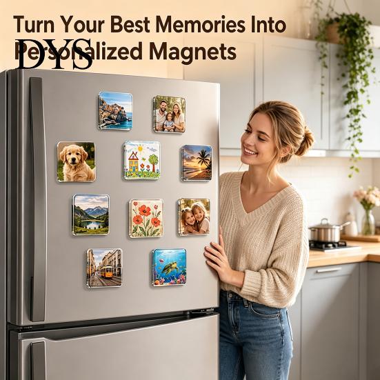 Magnetic Photo Frame Set 10/20/50Pcs DIY Fridge Magnet Kit, Clear Acrylic with Custom Refrigerator Magnets Adhesive Backing, Picture Making for Crafts
