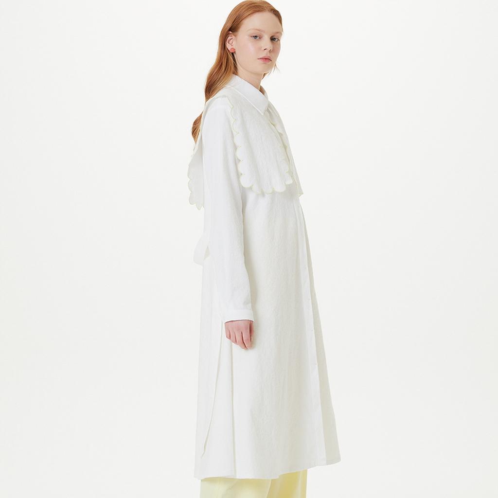 The Studio K Round Cut Belted Dress (Ivory)