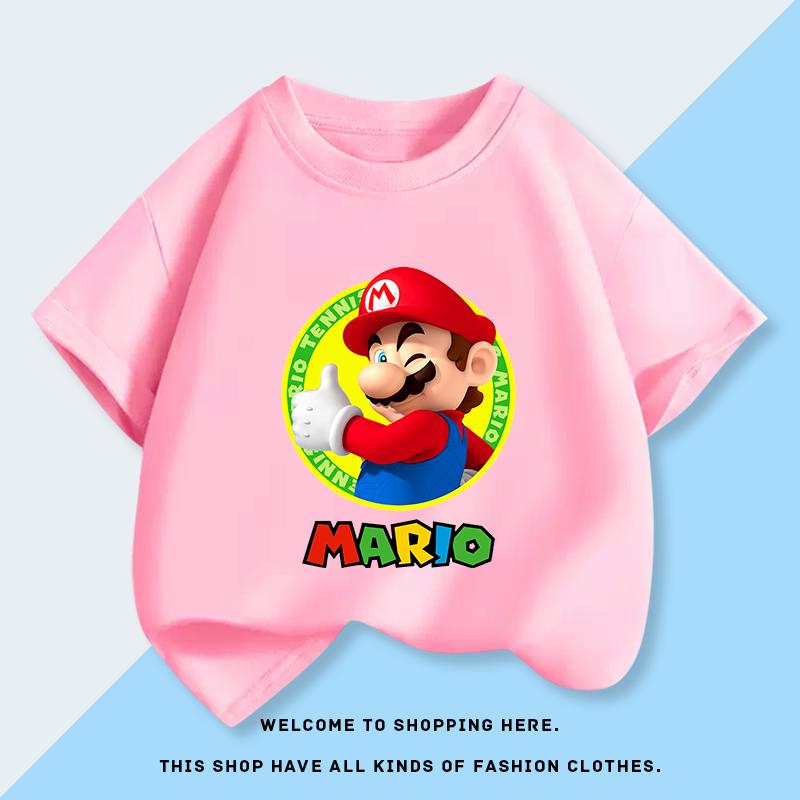 Super Mario Bros Childrens Cartoon Short Sleeved Tshirt Summer New Top