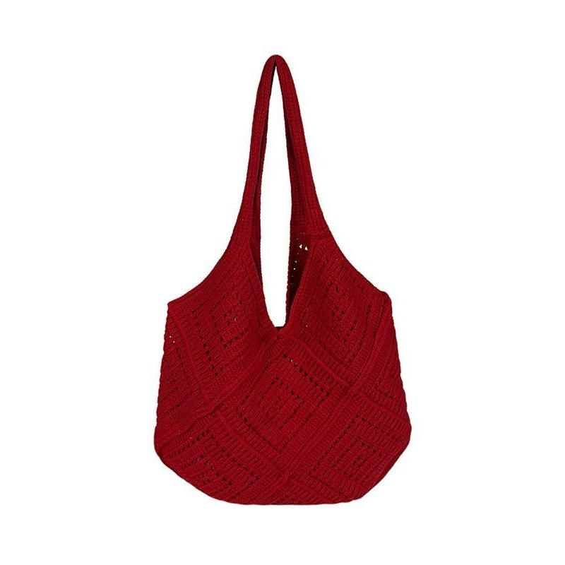 New Handmade Hollow Knitted Bag Women's Large-capacity Seaside Vacation Shoulder Bag Casual Versatile Commuter Tote Bag
