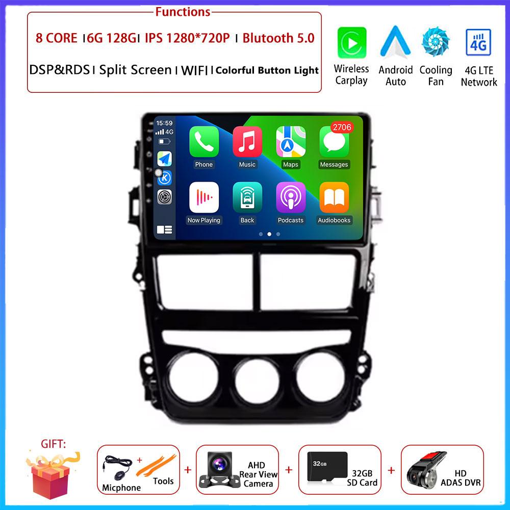 Android  Carplay Auto For Toyota Vios Yaris MT 2017 2018 - 2020 Car Radio Navigation GPS Multimedia Video Player DVD 5G WIFI