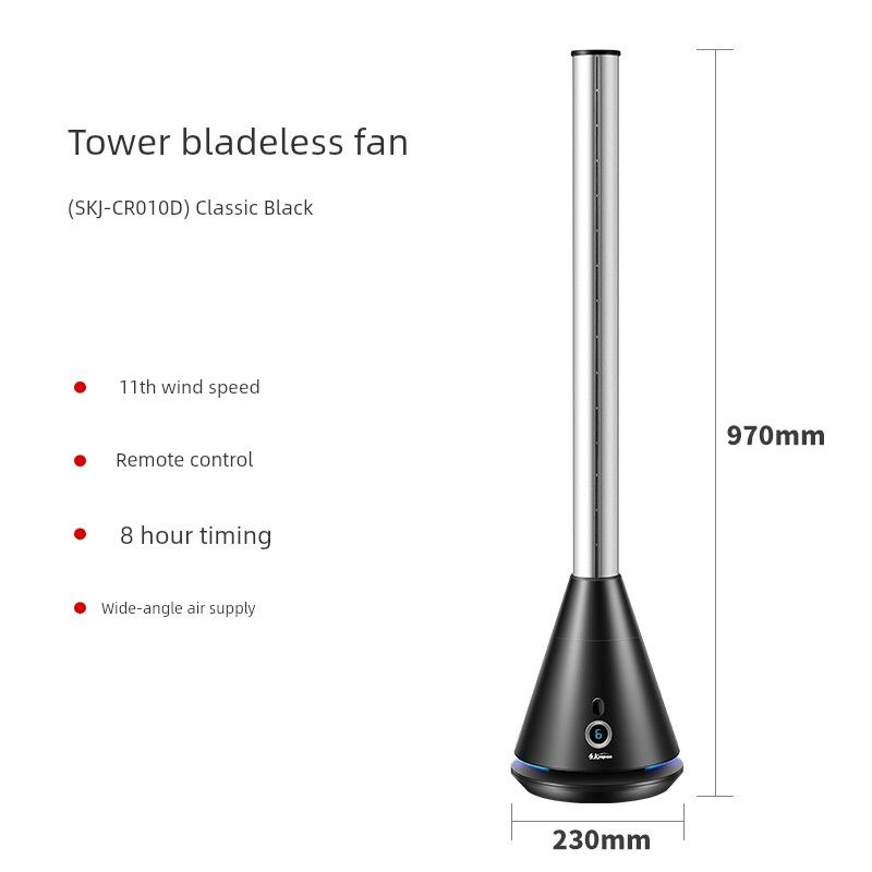 SK Bladeless Fan Electric Fan Floor Fan For Home Bladeless Air Circulation Energy Saving Mute Vertical Remote Control Tower Fan Black