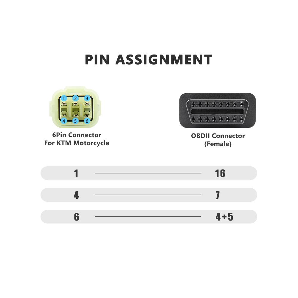 16-Pin To 6-Pin OBD Diagnostic Adapter Cable for KTM Motorcycles