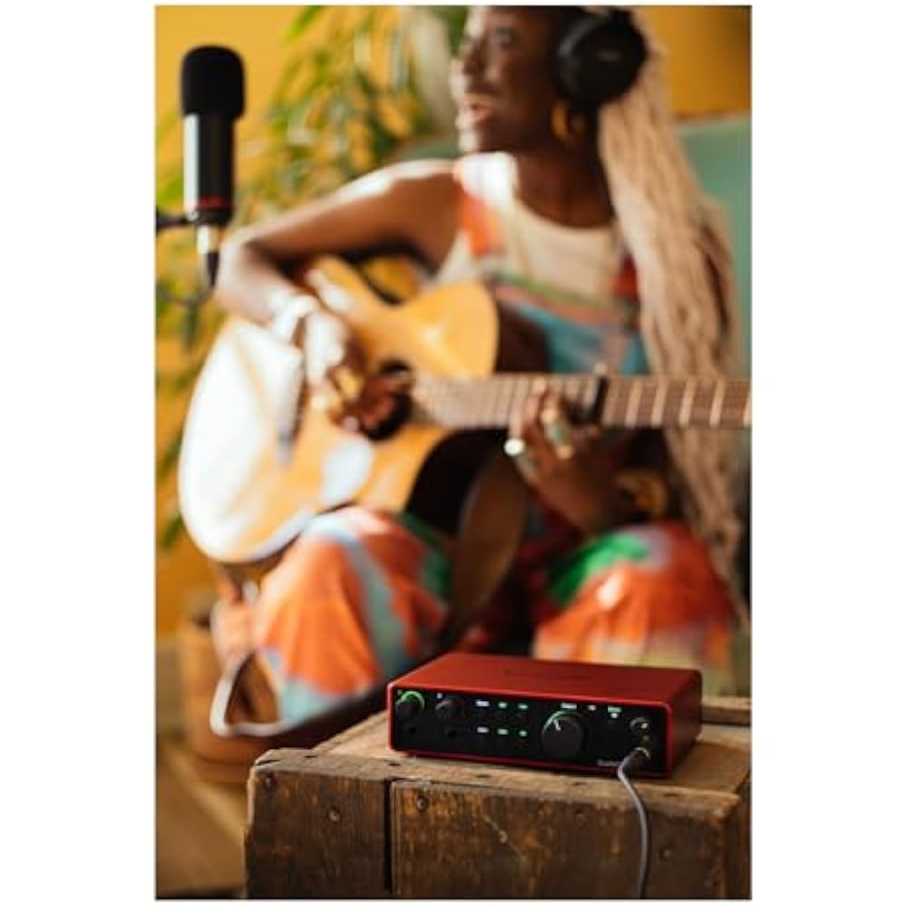 Focusrite Scarlett 2i2 4th Generation USB Audio Interface for recording, songwriting, streaming, ...