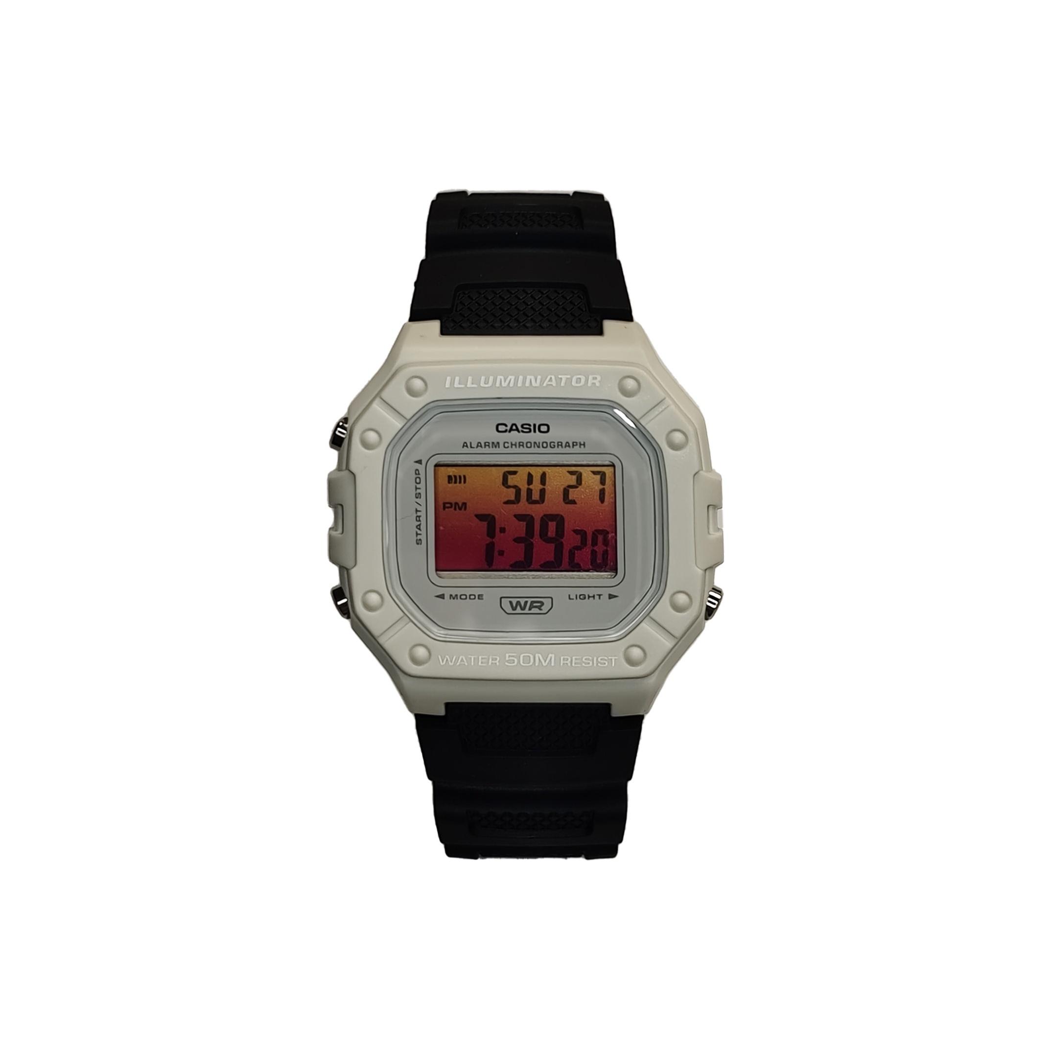 CASIO Unisex DIGITAL Series Orange Watch W-218HC-8AV(Watch3--) White Square Black Strap