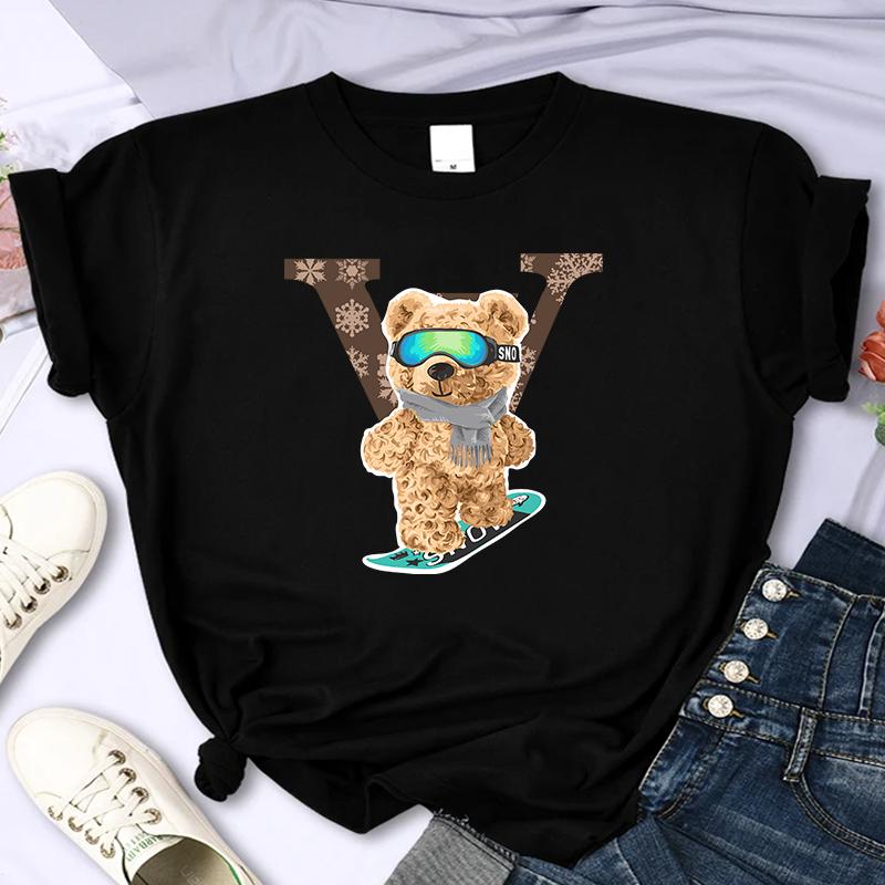 

Милый медведь люксовый бренд для женщин высококачественные летние футболки с принтом футболки из 100% хлопка L