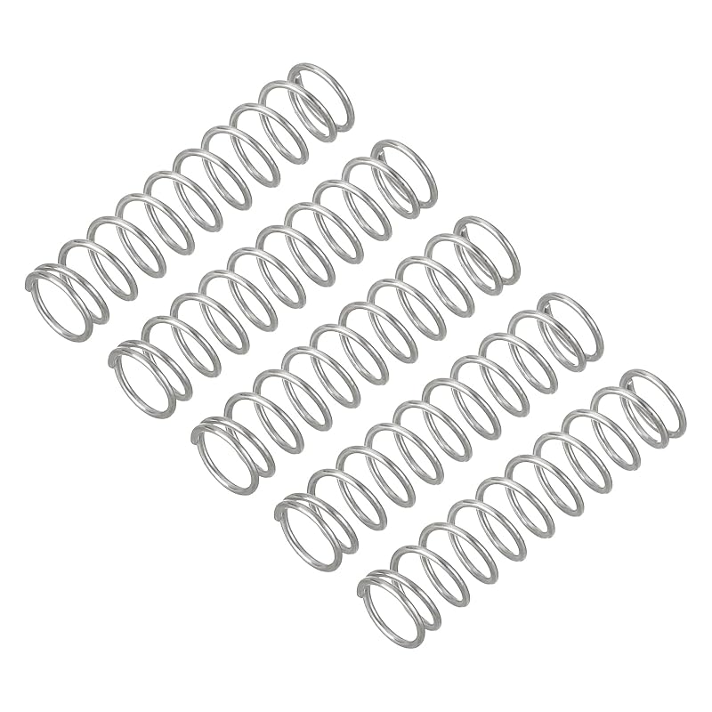 Uxcell Compression Springs, Coil Springs, 0.5mm Wire Diameter, 5mm Outer Diameter, 20mm Free Length, Made of 304 Stainless Steel, for Repair,