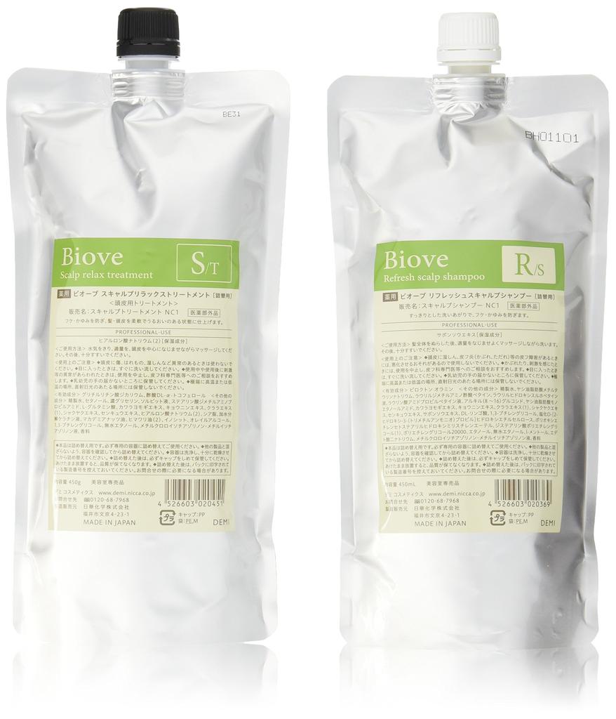 Demi Cosmetics Biove Refresh Scalp Shampoo 450mL Relax Treatment 450g Shampoo and Treatment Set (Refill) + (Refill)