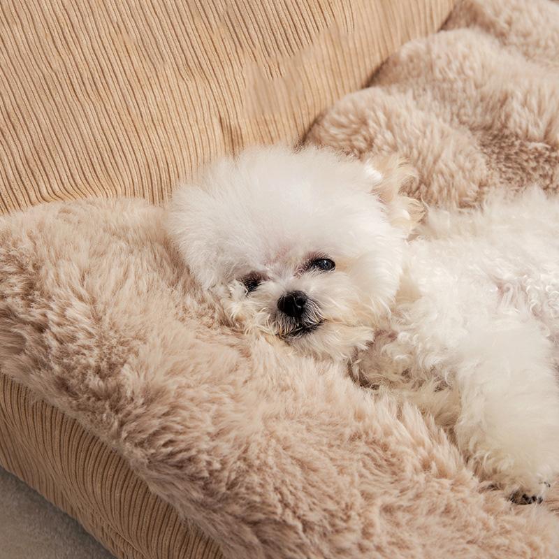 Winter Dog Cat Bedding Removable Cover Pet Sofa Bed Washable Thermal Insulation Cushion Anti Slip Bottom Chew Resistant Durable Pet Furniture