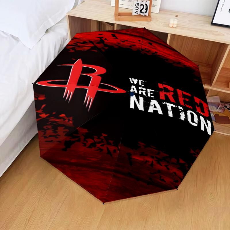 basketball Pride Rockets Umbrella Folding umbrella, automatic umbrella 8-Frame for Travel, camping Use Gift for Halloween Christmas