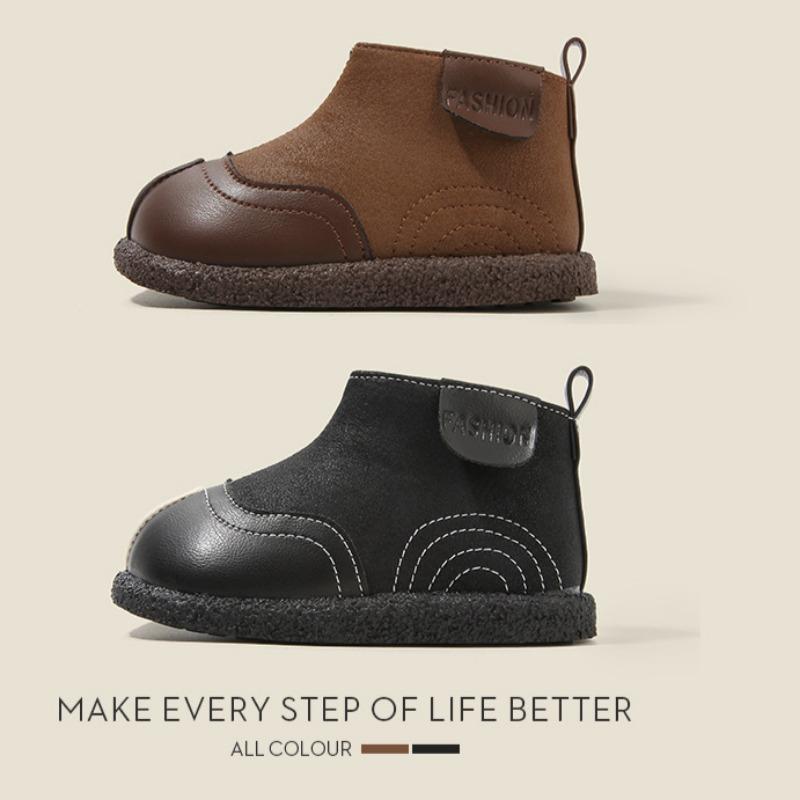 Kinder Lederstiefel Baby Kleinkind Schuhe Jungen Kurze Stiefel Mädchen Rutschfeste Baumwollschuhe