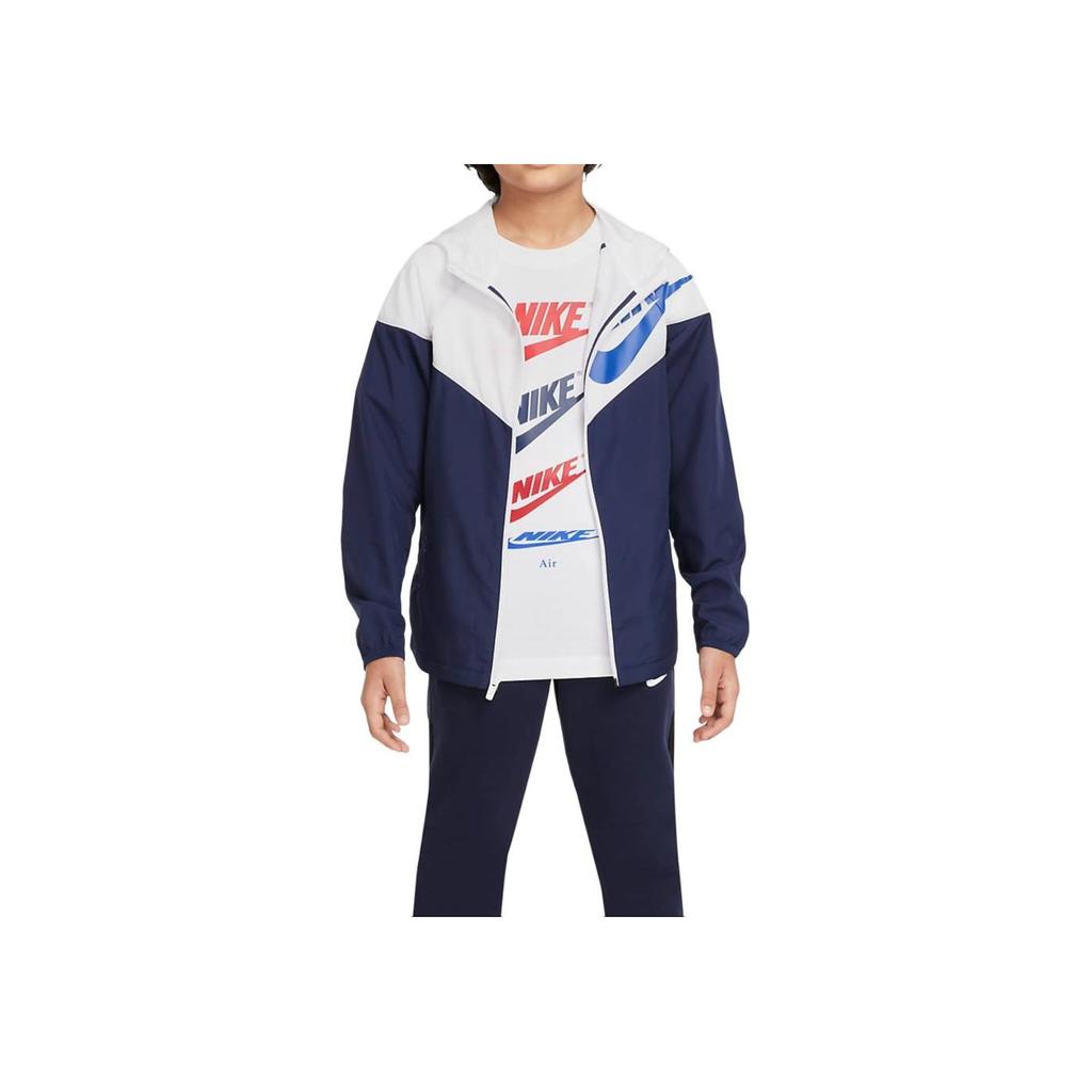 Nike Color Block Windbreaker Jacket With Logo Kids Jackets Blue DD2759-100