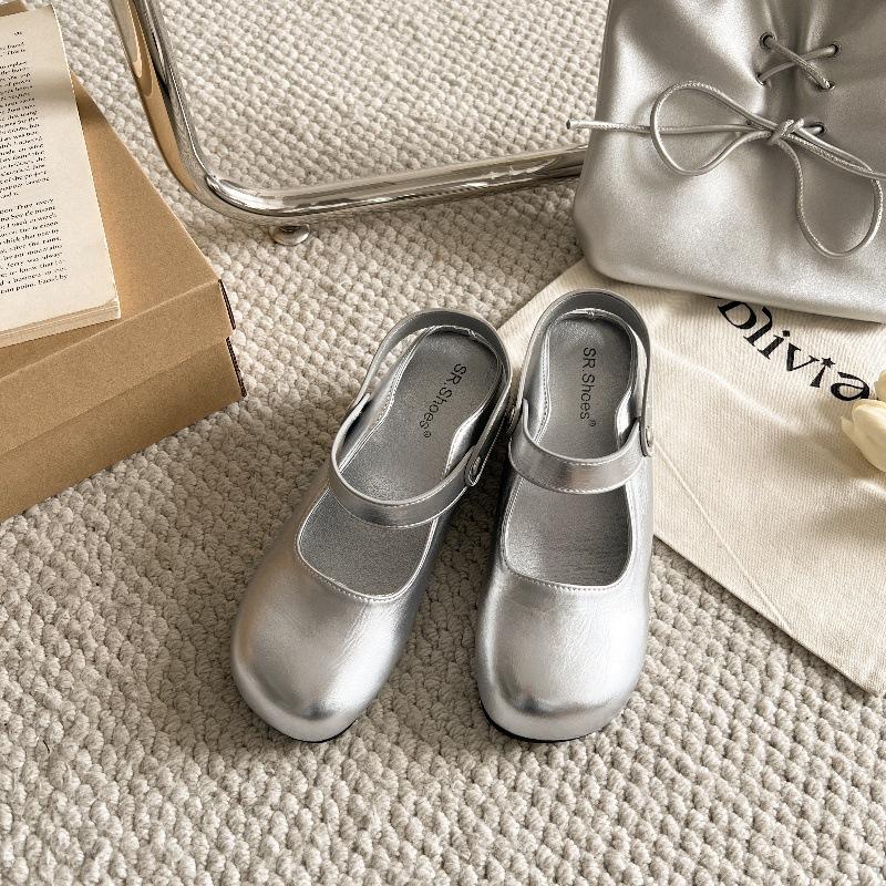 

6Cm height increase Mary Jane sandals women s summer 2025 new Korean version Internet celebrity versatile two wear bag head half slippers 35