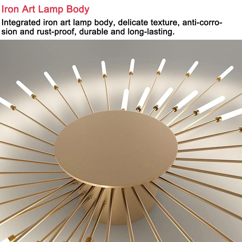 Gold 42 Heads Non Dimmable Pendant Lights Creative Fireworks Design Chandelier Modern Ceiling Light for Living Room Exhibition Hall Bedroom