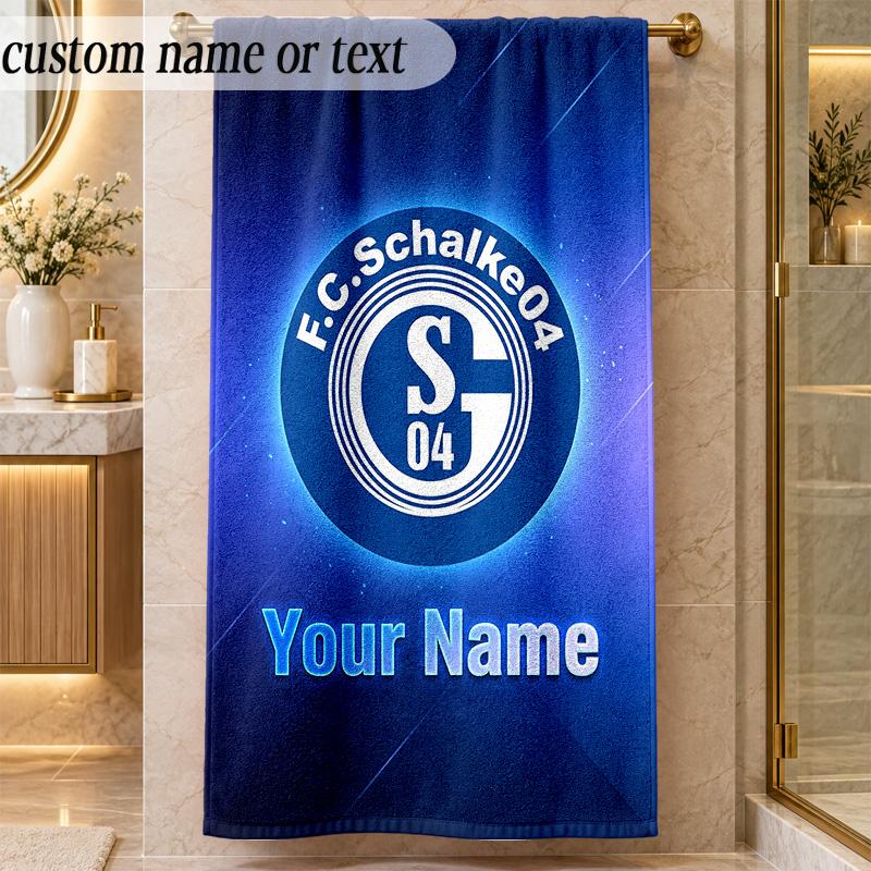 Beach TowelSchalke 04 FC Custom Name Text Personalized Soft Towel for Beach Pool Indoor Home Decor Gift