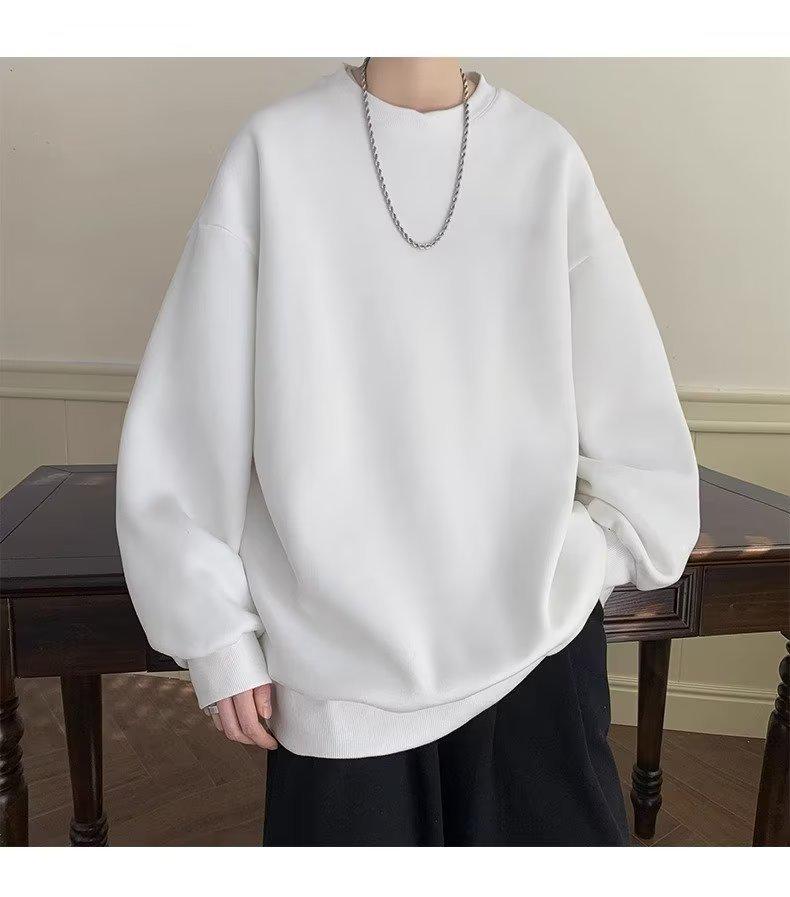 Autumn/Winter Plus Velvet Round Neck Hoodie - Men's/Women's Trendy Loose Fit Long Sleeve T-Shirt