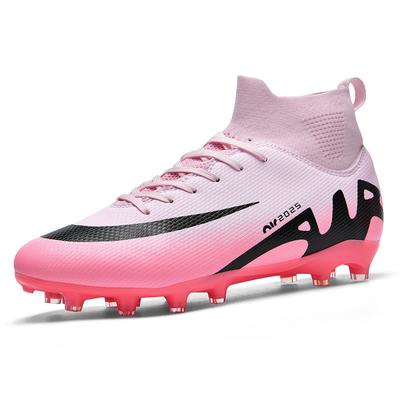 Football Shoes Large Size High Top Men's Children's Broken Nail Shoes Leather Surface Long Nail Glue Large Size Youth Sports Shoes